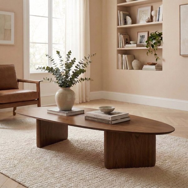 Mesa De Centro Orgânica 158cm Madeira Maciça Cappuccino Cappu