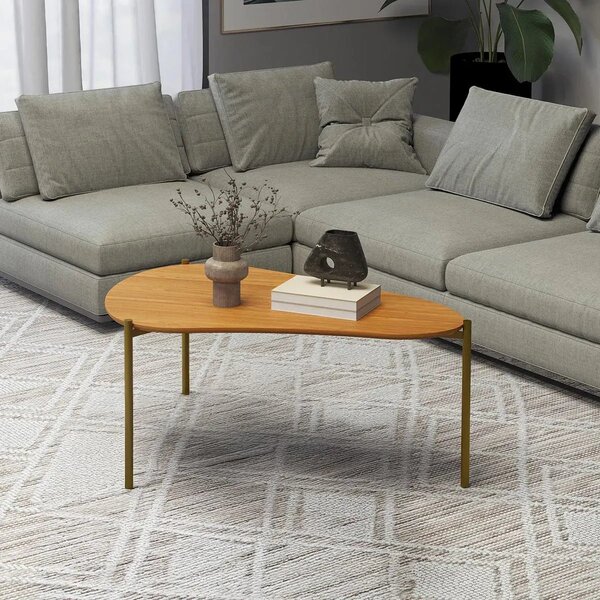 Mesa De Centro Orgânica 90cm 100% Mdf Freijo Madeirado