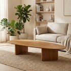 Mesa De Centro Orgânica Para Sala Em Madeira Maciça 158cm De