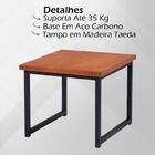 Mesa De Centro Ou Lateral Aço Preto I14 Madeira Taeda Dmobili