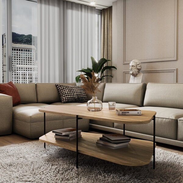 Mesa De Centro Oval 100% Mdf 110x 58 X 35 Freijó