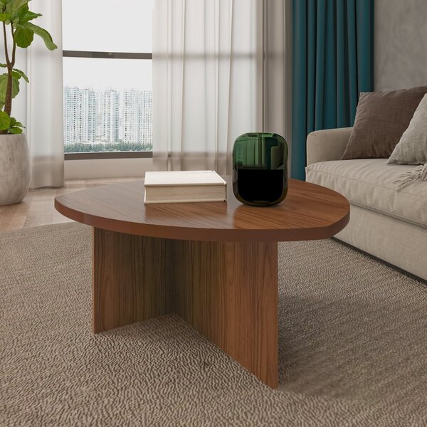 Mesa De Centro Oval 76cm Mdf/mdp Delta Cedro