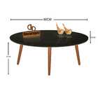 Mesa De Centro Oval + 2 Mesas De Canto Tripé - Preta