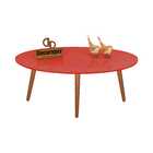 Mesa De Centro Oval + 2 Mesas De Canto Tripé - Vermelha