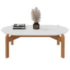 Mesa De Centro Oval Colombo Branco Cedro