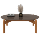 Mesa De Centro Oval Colombo Cinza Perola Cedro