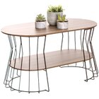 Mesa De Centro Oval Mdp Sala De Estar  Aço Corten/castanho