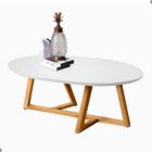 Mesa De Centro Oval Para Sala Manila Branco