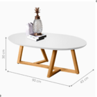 Mesa De Centro Oval Para Sala Manila Branco