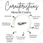 Mesa De Centro Para De Sala Estar Retangular Moderna Mdf Plan