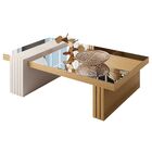 Mesa De Centro Para Sala De Estar Com Espelho Riad Freijó/off