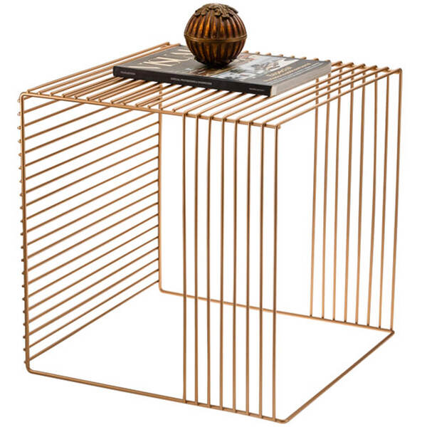 Mesa De Centro Para Sala De Estar Cubo Aramado Gold Premium