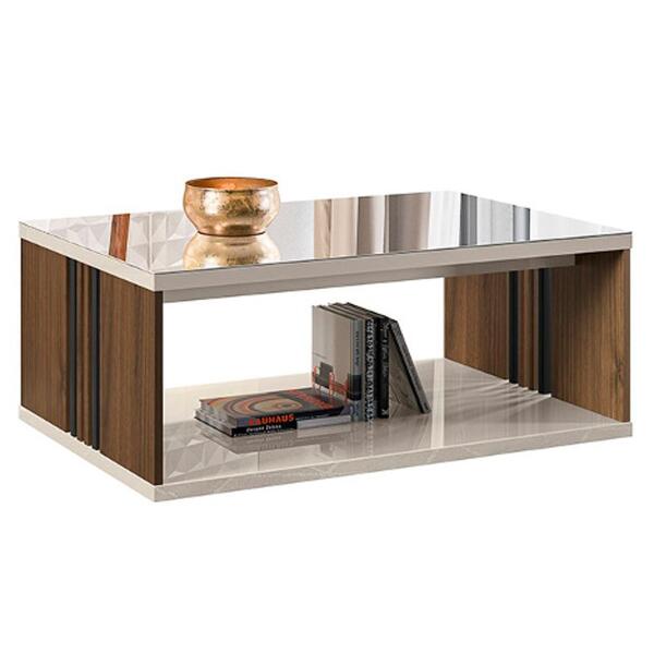 Mesa De Centro Para Sala De Estar Espelhada 90cm Luxe L06 Nog