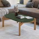 Mesa De Centro Para Sala De Estar Lizz Oblonga Verde Oliva/ce
