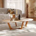 Mesa De Centro Para Sala De Estar Oval Elegance Off White/nat
