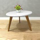 Mesa De Centro Para Sala Redonda Com Pés Em Madeira Maciça Be