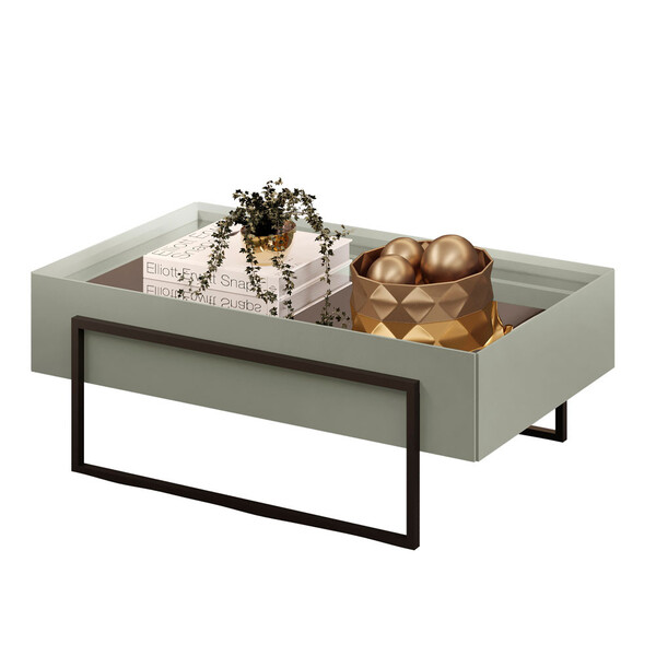 Mesa De Centro Pilar Com Pés De Metal E Estrutura Mdf Dj Móve