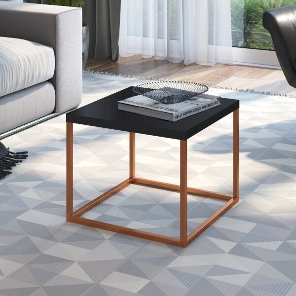 Mesa De Centro Quadrada 40x40x32cm Industrial Cube P Artesano