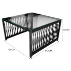 Mesa De Centro Quadrada Com Tampo De Vidro De Corda Náutica S