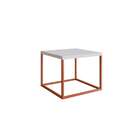 Mesa De Centro Quadrada Cube Branca E Cobre 33 Cm