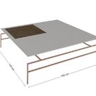 Mesa De Centro Quadrada Marselha - Off White / Cobre