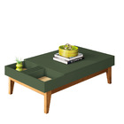 Mesa De Centro Quadrada Pé Em Madeira Para Sala Eli Verde Pis