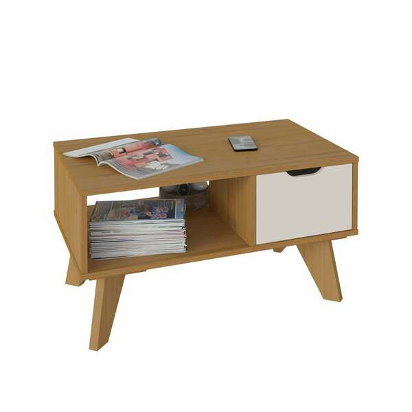 Mesa De Centro Quadrada Vip Freijó E Off White