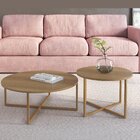 Mesa De Centro Redonda 50cm Hanover/dourado