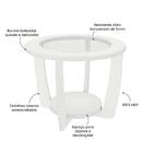 Mesa De Centro Redonda 60cm Com Vidro Multimóveis Cr45306