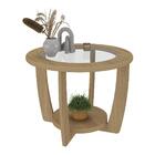 Mesa De Centro Redonda 60cm Com Vidro Multimóveis Cr45306