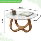 Mesa De Centro Redonda 60cm Rubi  Branco/mel