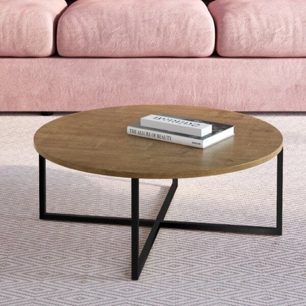 Mesa De Centro Redonda 70cm Complementos  Vermont/preto