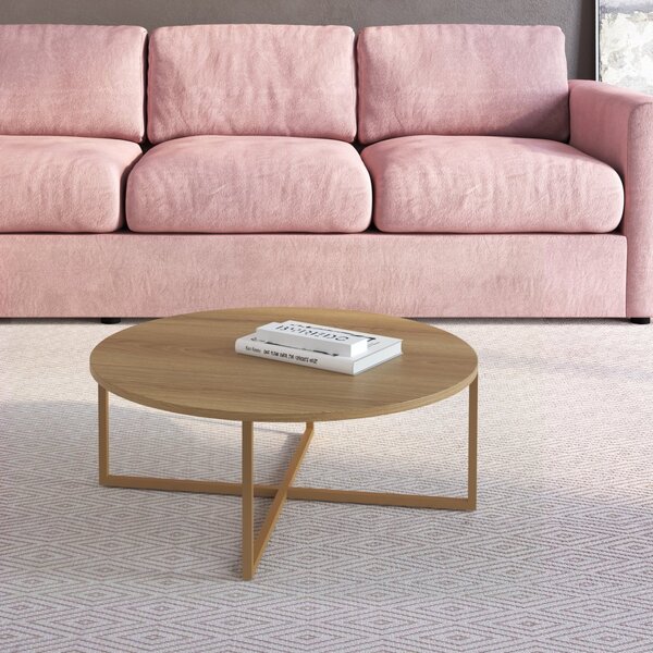 Mesa De Centro Redonda 70cm Hanover/dourado