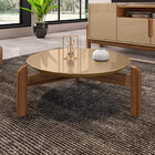 Mesa De Centro Redonda Akemi Champagne E Cedro - D'rossi