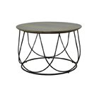 Mesa De Centro Redonda Base Aramada Cidreira  Madeira/preto