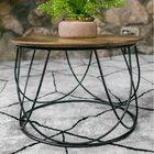 Mesa De Centro Redonda Base Aramada Cidreira Madeira/preto