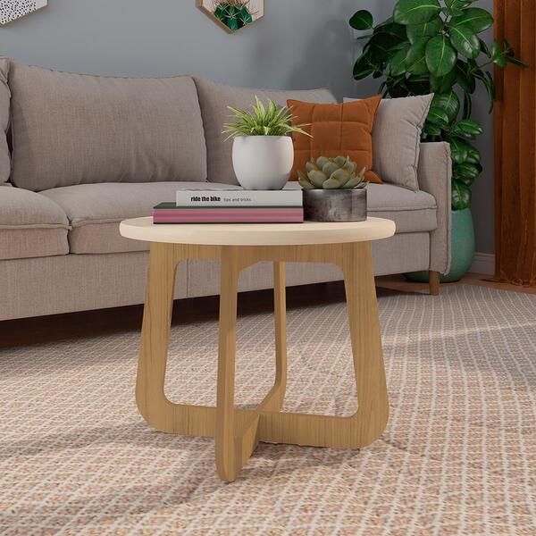 Mesa De Centro Redonda Brighton Off White Carvalho