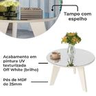 Mesa De Centro Redonda Com Espelho 59x38 Cm Branco Arly