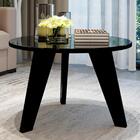 Mesa De Centro Redonda Com Espelho 59x38 Cm Branco Arly