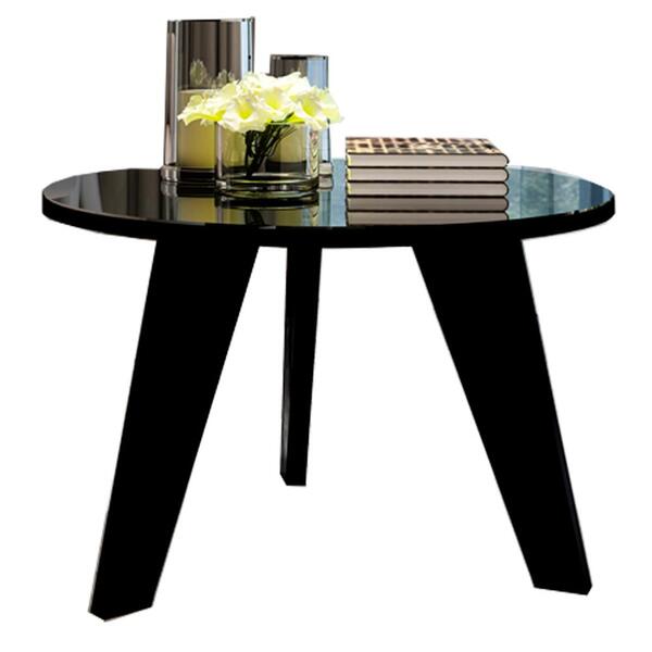 Mesa De Centro Redonda Com Espelho 59x38 Cm Branco Arly