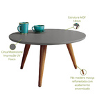 Mesa De Centro Redonda Decorativa Áquila Pés Palito Cinza - C