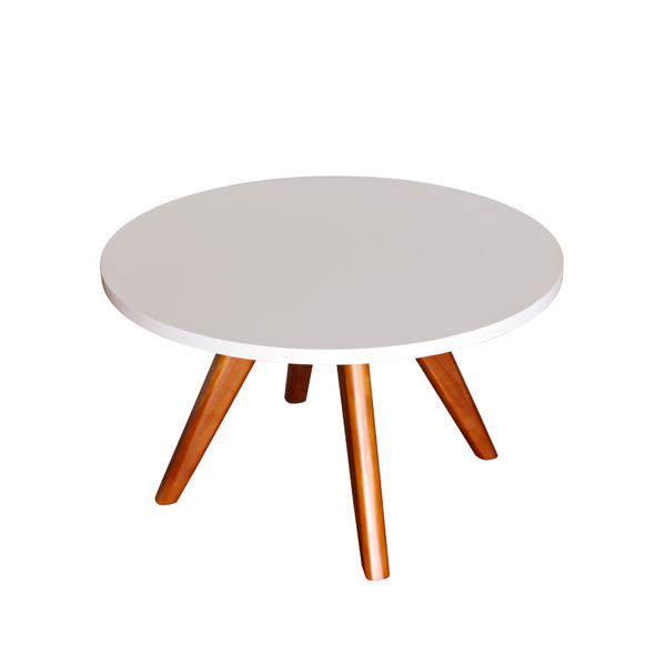 Mesa De Centro Redonda Espanha Com Pés Palito - Branco