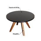 Mesa De Centro Redonda Espanha Com Pés Palito - Preto