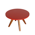 Mesa De Centro Redonda Espanha Com Pés Palito - Vermelho