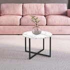 Mesa De Centro Redonda Industrial Artesano Thassos/preto