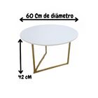 Mesa De Centro Redonda Jade Base De Aço Dourado Tampo Branco