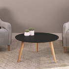 Mesa De Centro Redonda Júpiter Preto Pés Palito De Madeira Cl