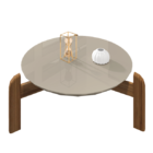 Mesa De Centro Redonda Lizz Off White/cedro