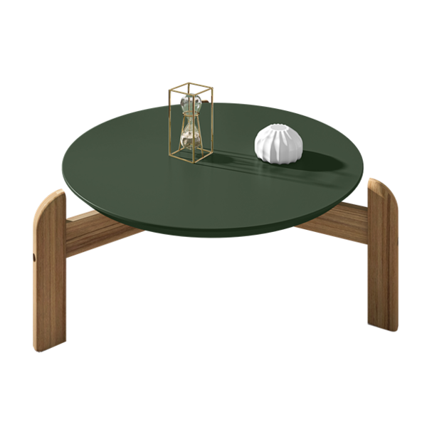 Mesa De Centro Redonda Lizz Verde Oliva/cedro