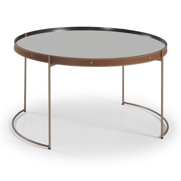 Mesa De Centro Redonda Maior Onix - Caramelo / Metal Cobre